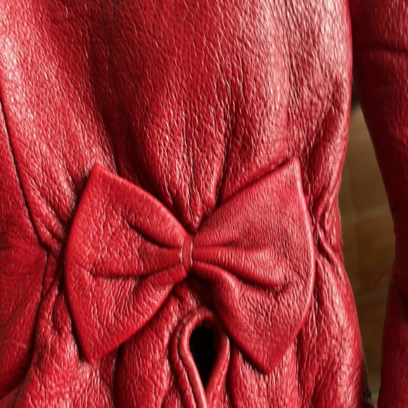 Red leather gloves lined size 8.5/m/l - Picture 2 of 5